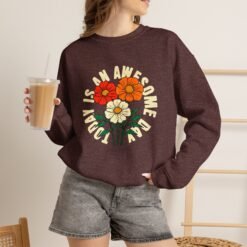 Retro Floral "I Am Awesome" Crewneck Sweatshirt