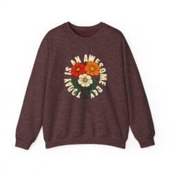 Alternative view of Retro Floral "I Am Awesome" Crewneck Sweatshirt