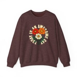 Alternative view of Retro Floral "I Am Awesome" Crewneck Sweatshirt