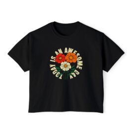 Alternative view of Retro Floral "I Am Awesome" Boxy Tee