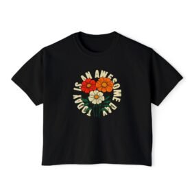 Alternative view of Retro Floral "I Am Awesome" Boxy Tee