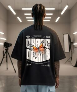 Chase Dreams Butterfly Graphic Tee — Men’s Oversized Red Shirt