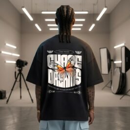 Chase Dreams Butterfly Graphic Tee — Men’s Oversized Red Shirt