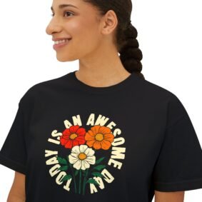 Retro Floral "I Am Awesome" Boxy Tee