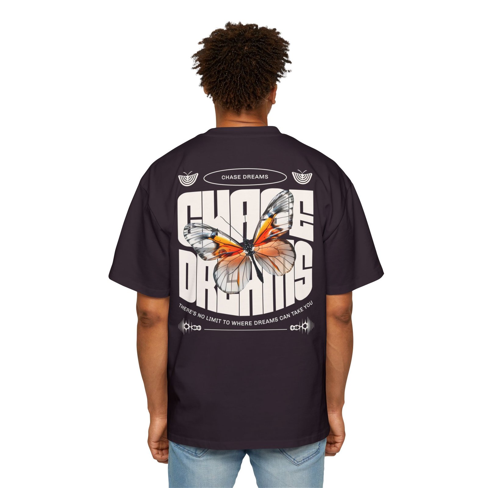 Chase Dreams Butterfly Graphic Tee — Men’s Oversized Red Shirt - Image 8