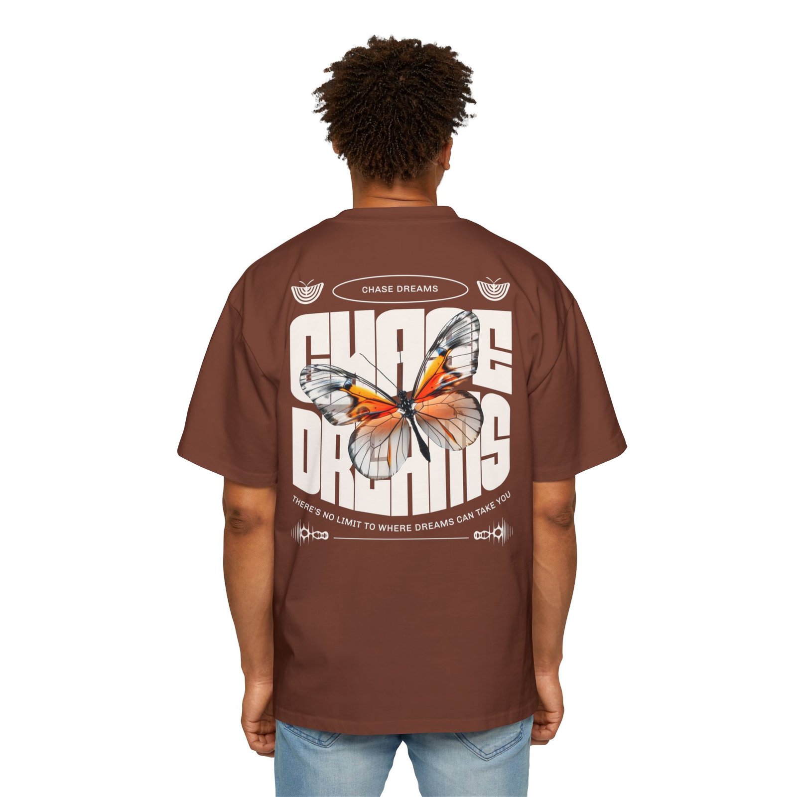 Chase Dreams Butterfly Graphic Tee — Men’s Oversized Red Shirt - Image 9