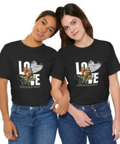 Alternative view of Love Floral Heart Tee — Inspirational "LOVE" Graphic T‑Shirt