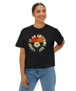 Retro Floral "I Am Awesome" Boxy Tee