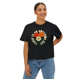 Retro Floral "I Am Awesome" Boxy Tee