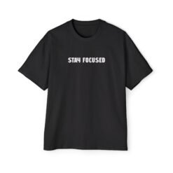 Alternative view of Stay Focused Tee – Motivational Oversized Shirt with Blue Floral Back Design