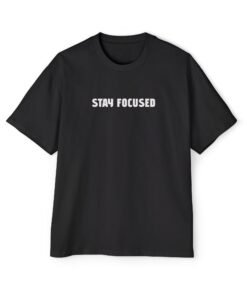 Alternative view of Stay Focused Tee – Motivational Oversized Shirt with Blue Floral Back Design
