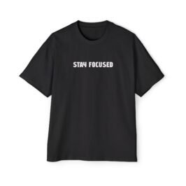 Alternative view of Stay Focused Tee – Motivational Oversized Shirt with Blue Floral Back Design
