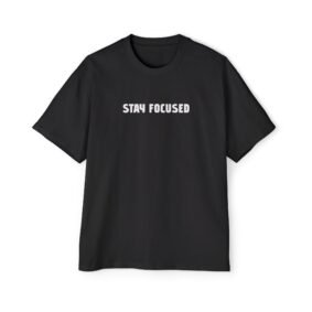 Alternative view of Stay Focused Tee – Motivational Oversized Shirt with Blue Floral Back Design