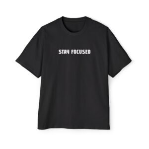 Alternative view of Stay Focused Tee – Motivational Oversized Shirt with Blue Floral Back Design