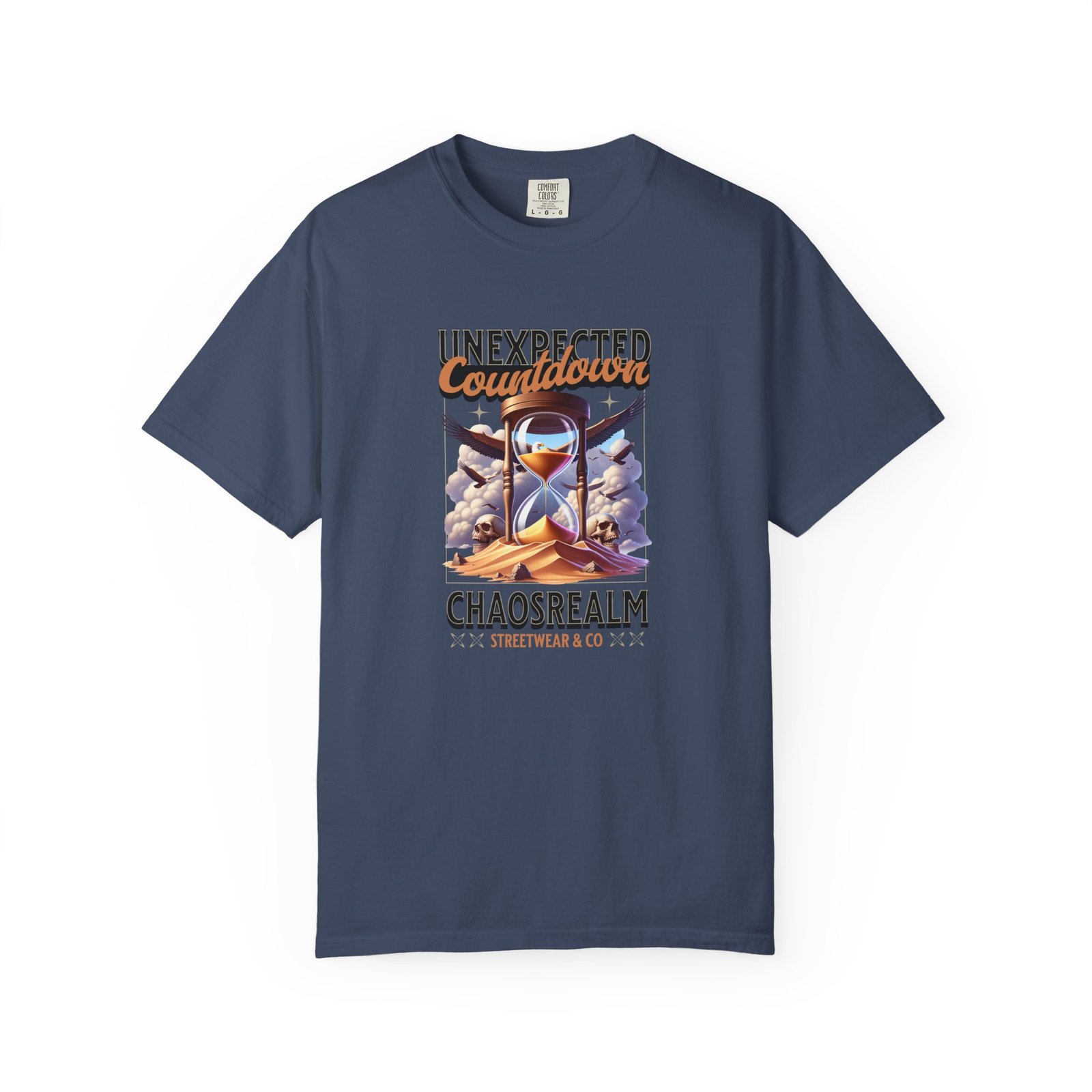 Unexpected Countdown Chaosrealm T-Shirt — Hourglass Sunset Graphic Tee - Image 11