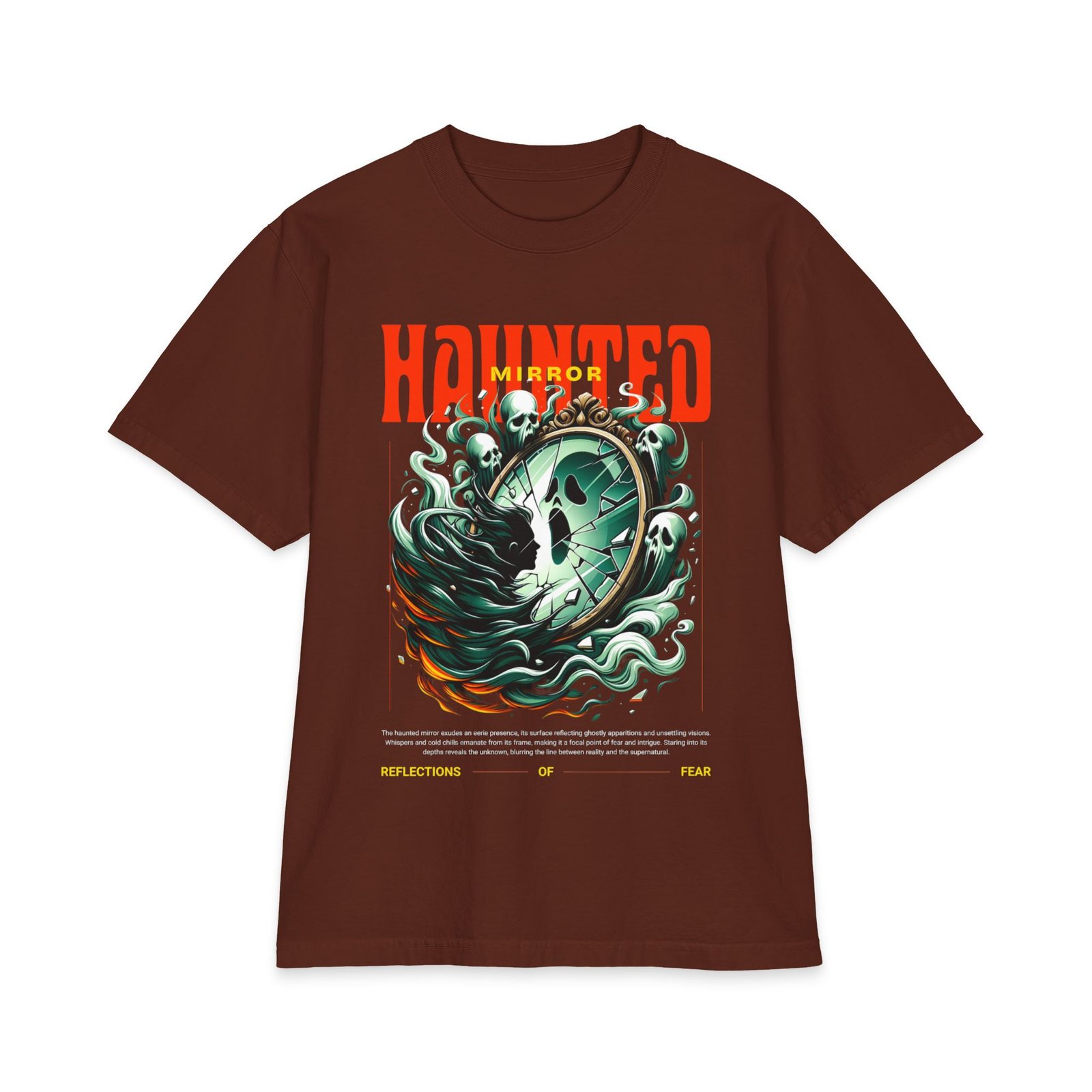 Haunted Mirror Graphic T-Shirt — Spooky Ghost Wave Halloween Tee - Image 3
