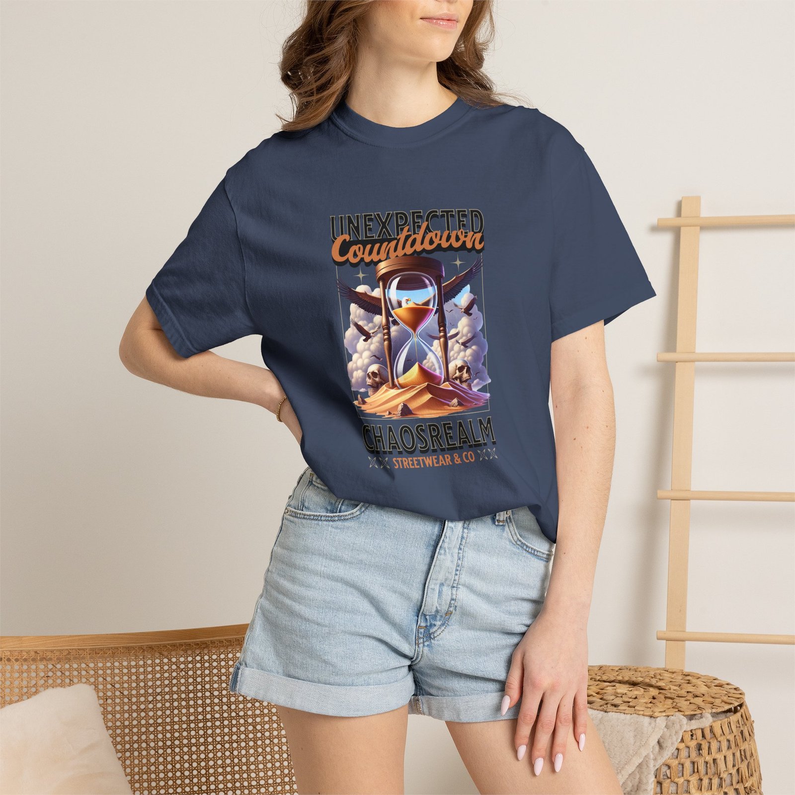 Unexpected Countdown Chaosrealm T-Shirt — Hourglass Sunset Graphic Tee - Image 12