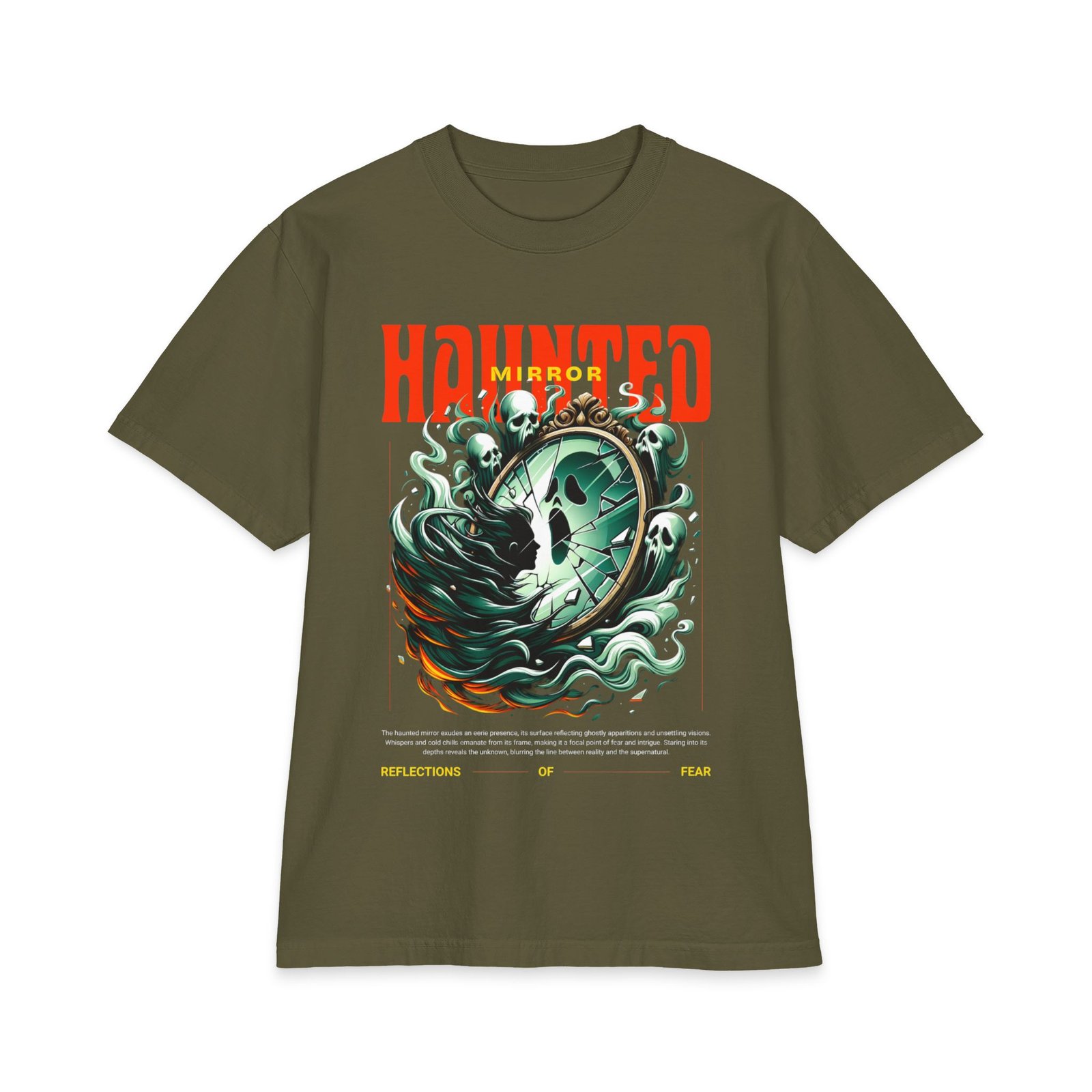 Haunted Mirror Graphic T-Shirt — Spooky Ghost Wave Halloween Tee - Image 5