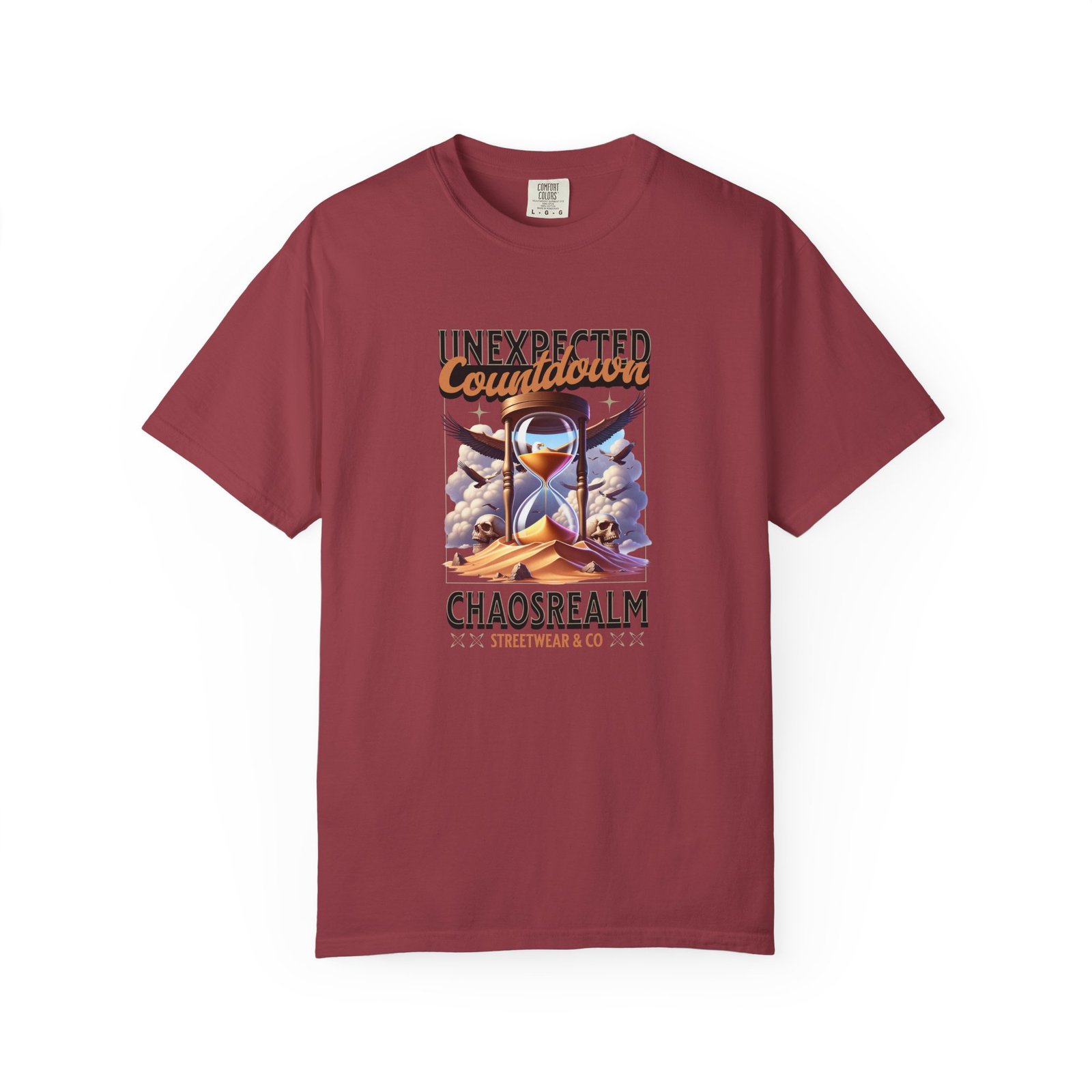 Unexpected Countdown Chaosrealm T-Shirt — Hourglass Sunset Graphic Tee - Image 40