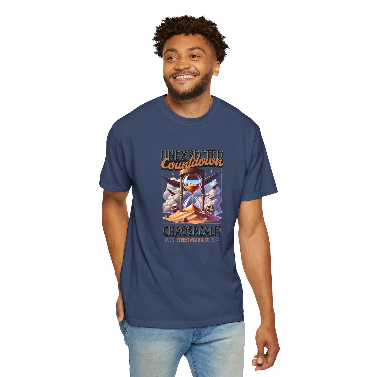 Unexpected Countdown Chaosrealm T-Shirt — Hourglass Sunset Graphic Tee - Image 23