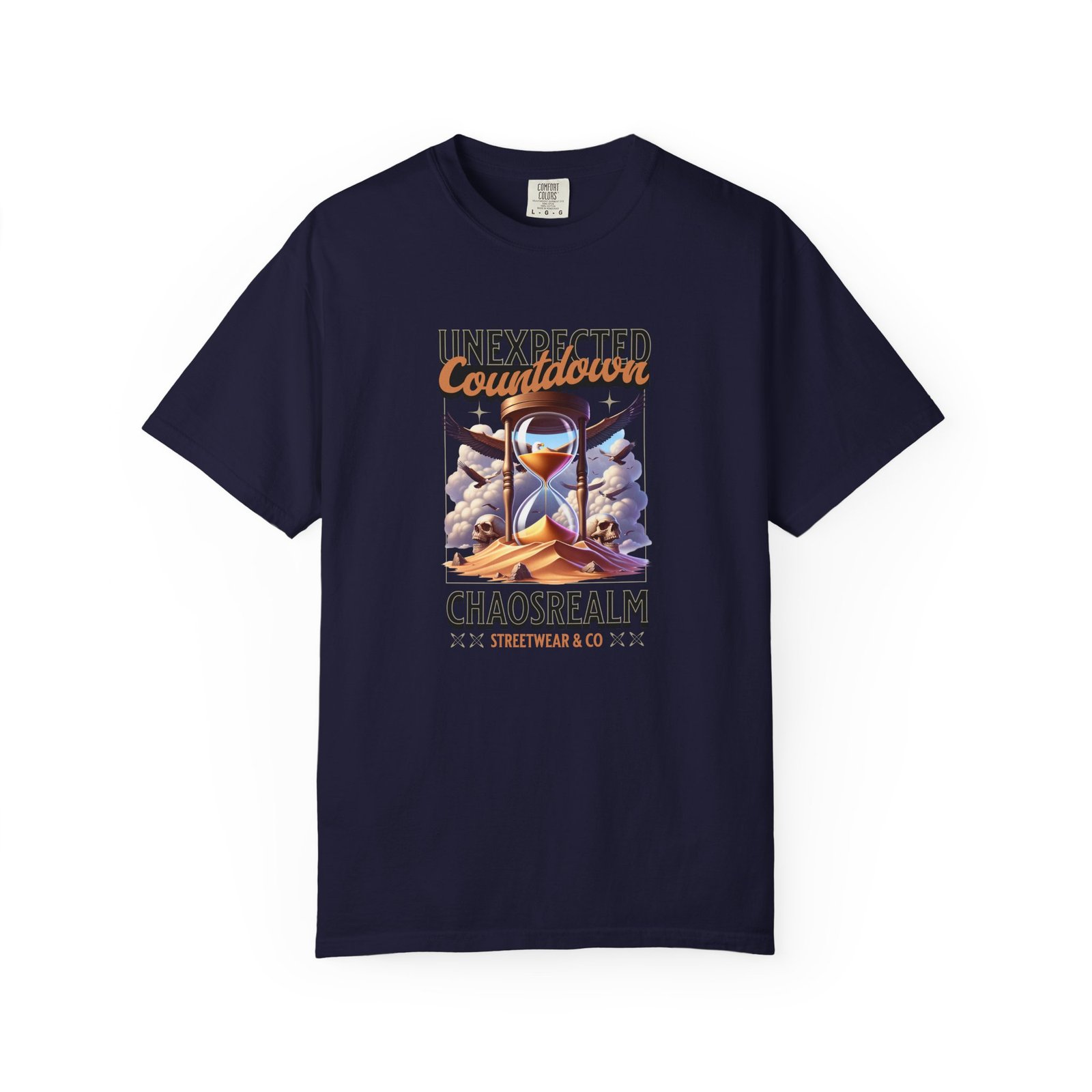 Unexpected Countdown Chaosrealm T-Shirt — Hourglass Sunset Graphic Tee - Image 16