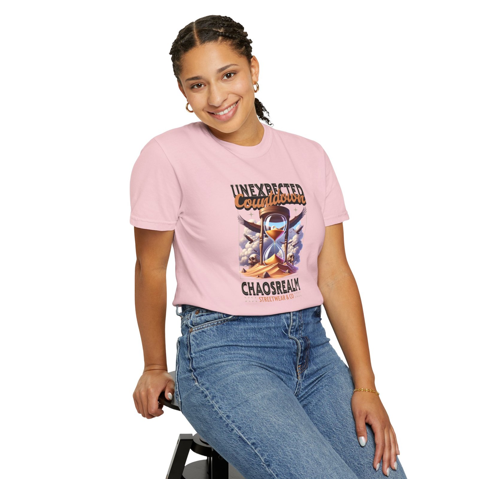 Unexpected Countdown Chaosrealm T-Shirt — Hourglass Sunset Graphic Tee - Image 38