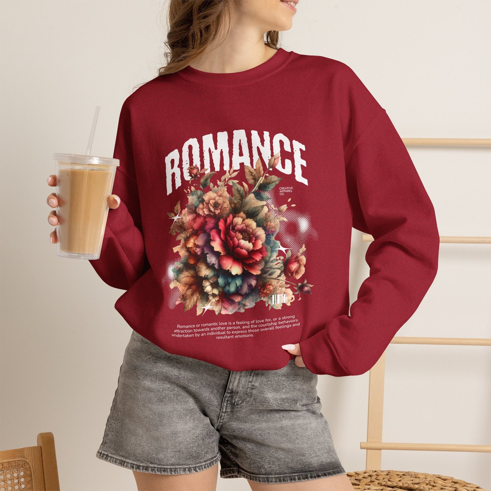 Romance Floral Crewneck Sweatshirt — Vintage Bouquet Graphic