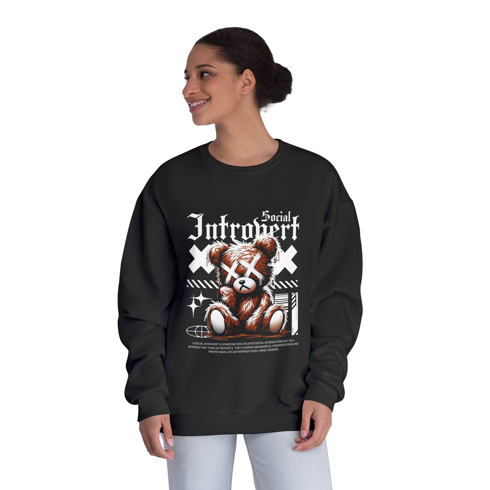 Introvert Social Bear Sweatshirt — Cozy Graphic Crewneck for Homebodies - Image 8