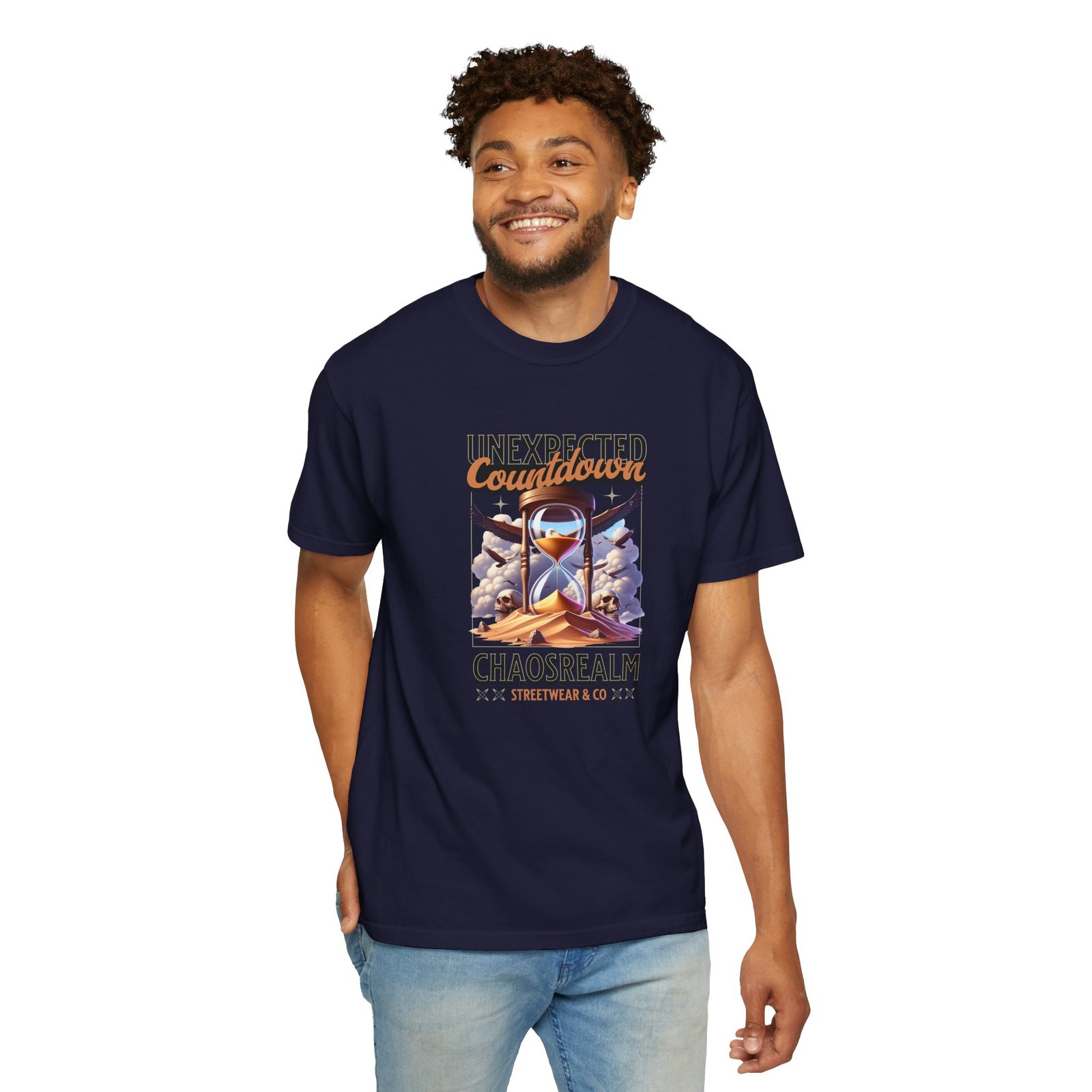 Unexpected Countdown Chaosrealm T-Shirt — Hourglass Sunset Graphic Tee - Image 19