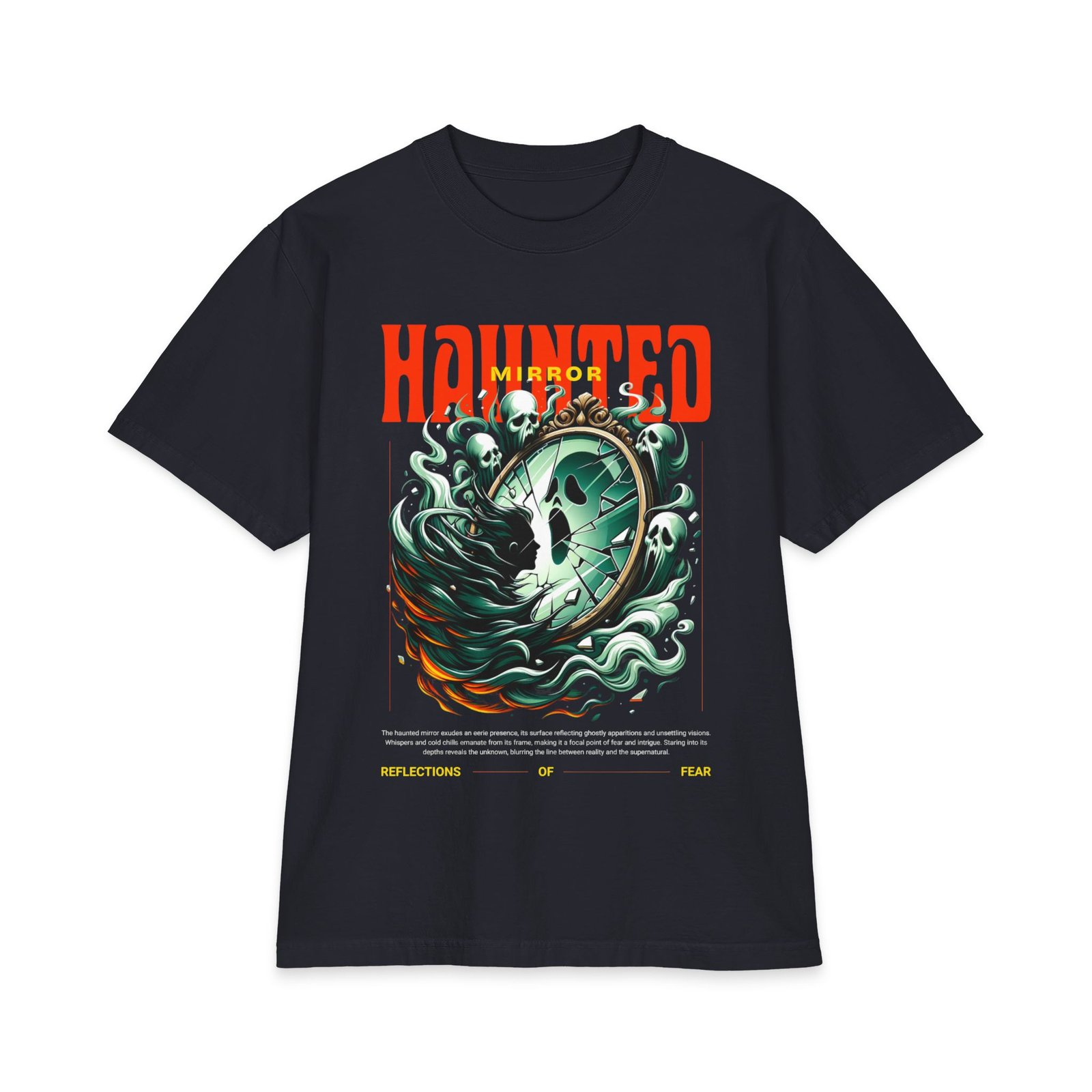 Haunted Mirror Graphic T-Shirt — Spooky Ghost Wave Halloween Tee - Image 7