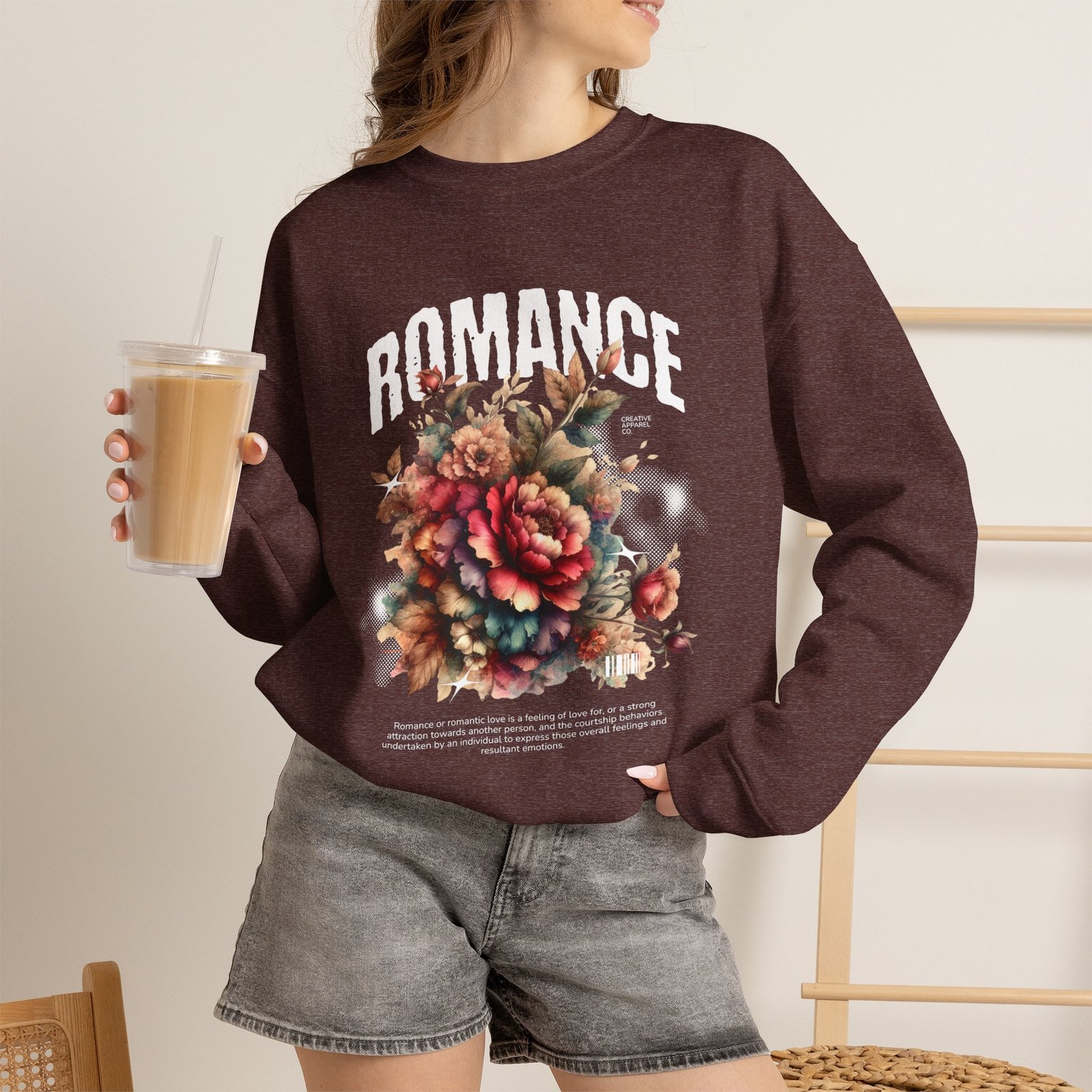 Romance Floral Crewneck Sweatshirt — Vintage Bouquet Graphic - Image 5