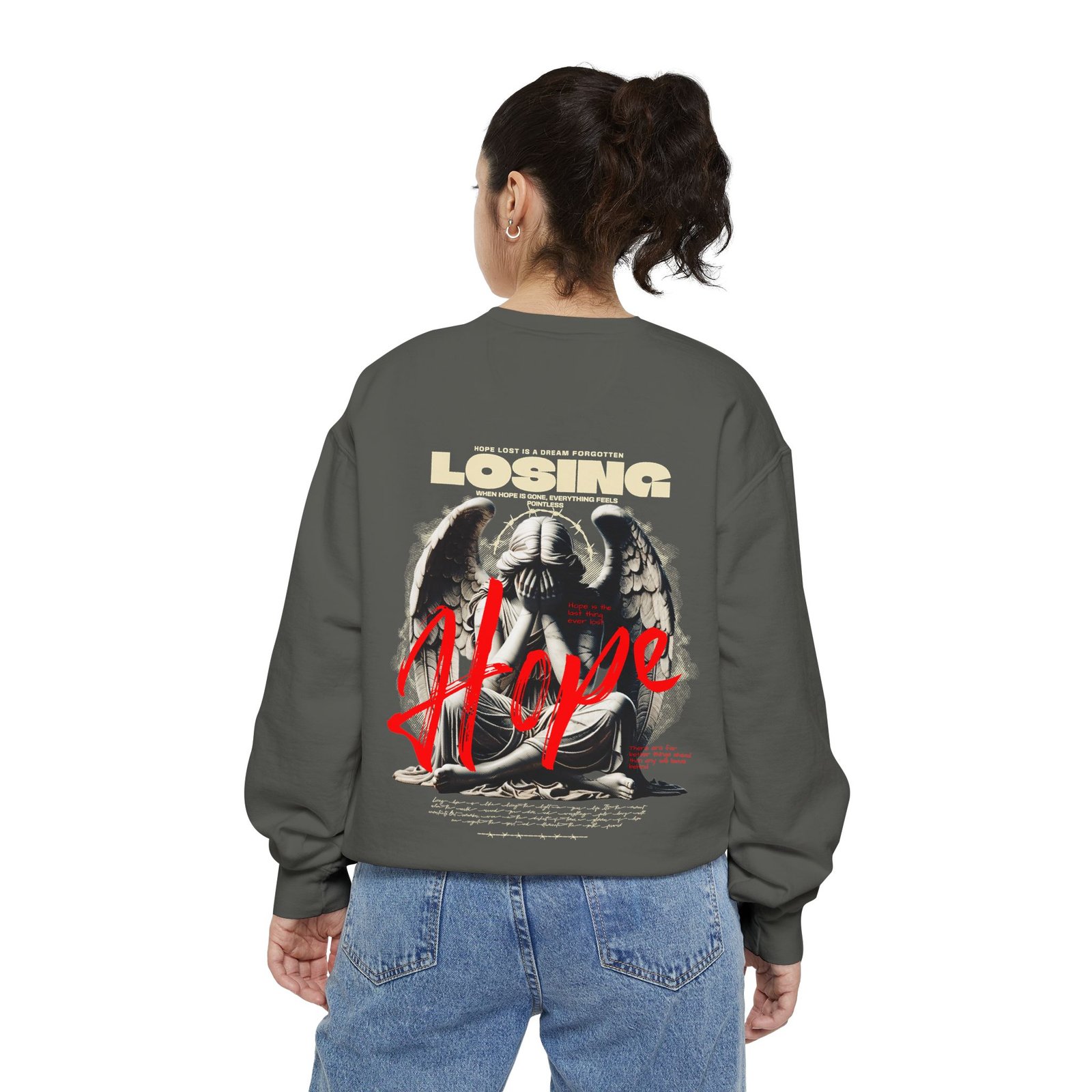 Hope Graphic Sweatshirt — 'Losing Hope' Angel Vintage Streetwear - Image 16