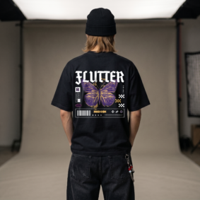 Butterfly Graphic Tee — Vintage Purple & Gold Butterfly Short Sleeve Shirt