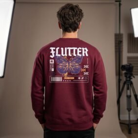 Flutter Butterfly Crewneck Sweatshirt — Retro Vaporwave Graphic