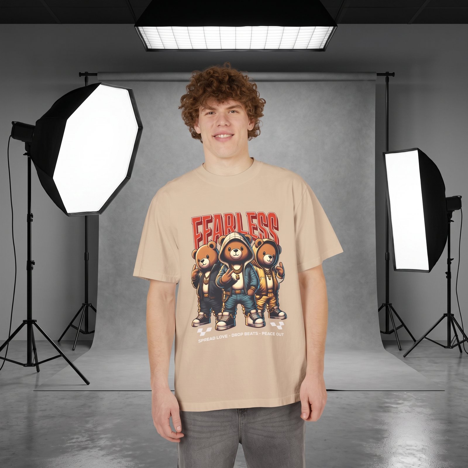 Fearless Bear Crew T-Shirt — Graphic Streetwear Tee - Image 3