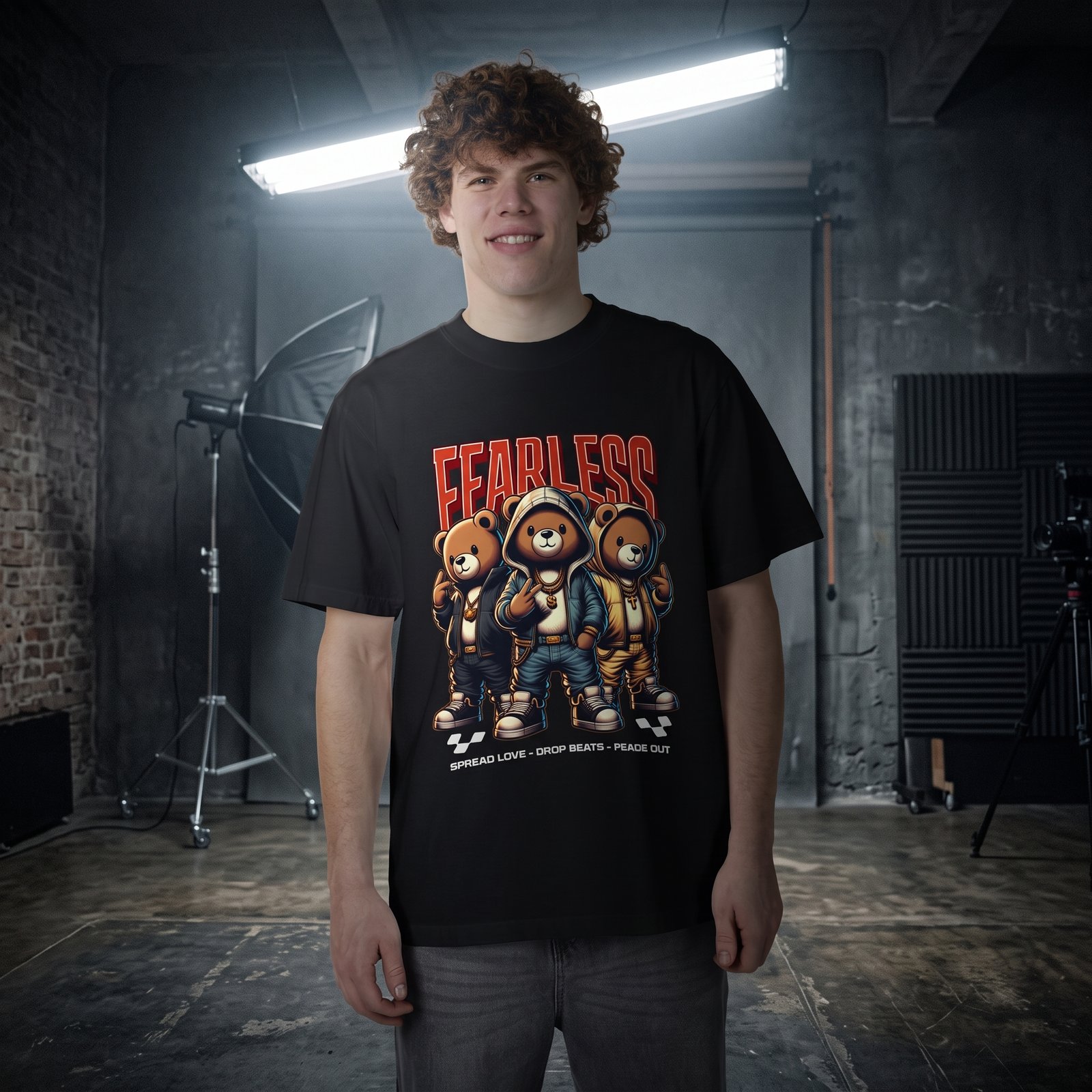 Fearless Bear Crew T-Shirt — Graphic Streetwear Tee