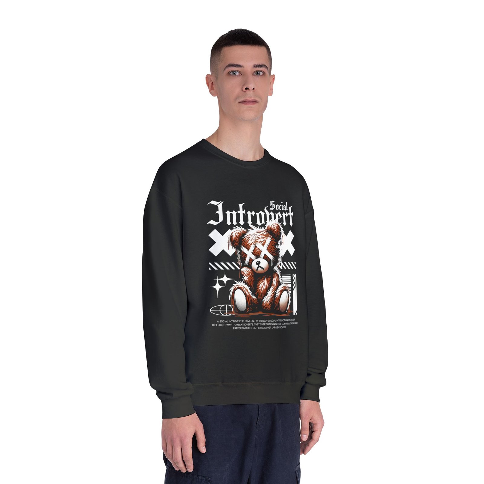 Introvert Social Bear Sweatshirt — Cozy Graphic Crewneck for Homebodies - Image 7