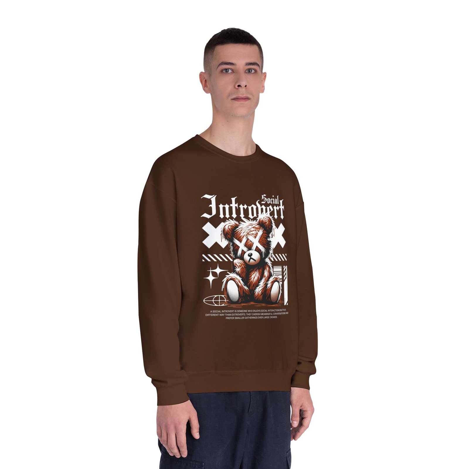 Introvert Social Bear Sweatshirt — Cozy Graphic Crewneck for Homebodies - Image 10
