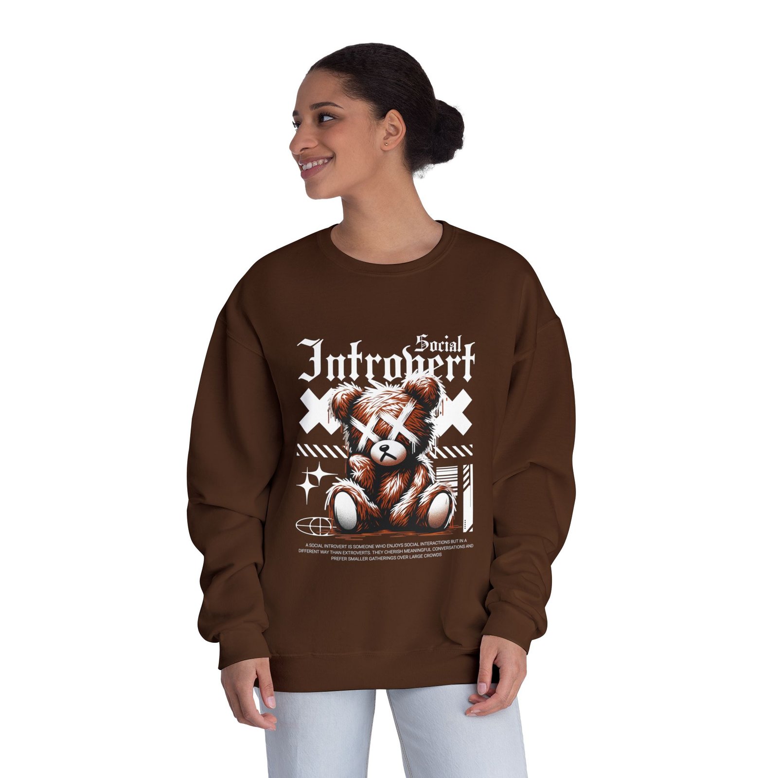 Introvert Social Bear Sweatshirt — Cozy Graphic Crewneck for Homebodies - Image 11