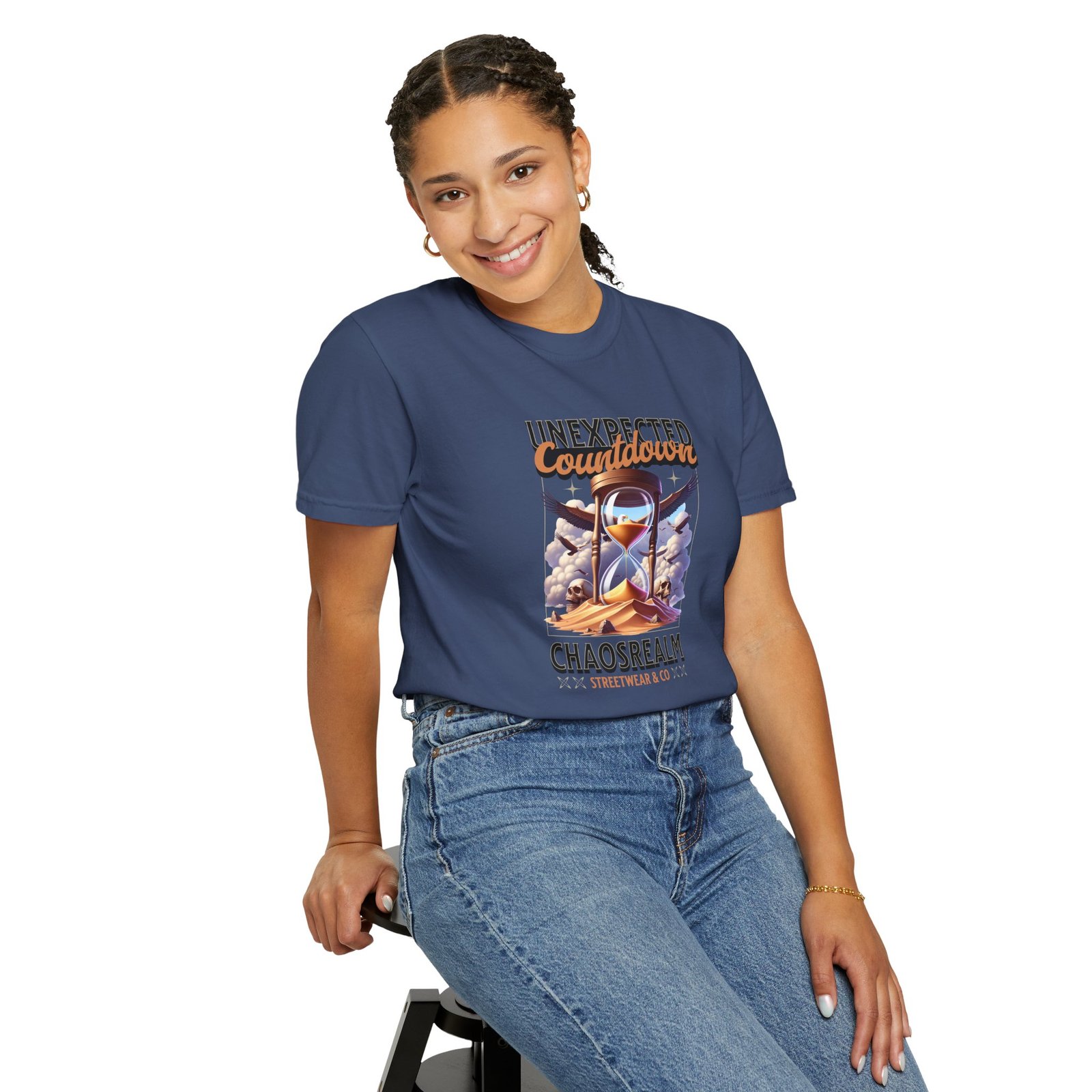 Unexpected Countdown Chaosrealm T-Shirt — Hourglass Sunset Graphic Tee - Image 22