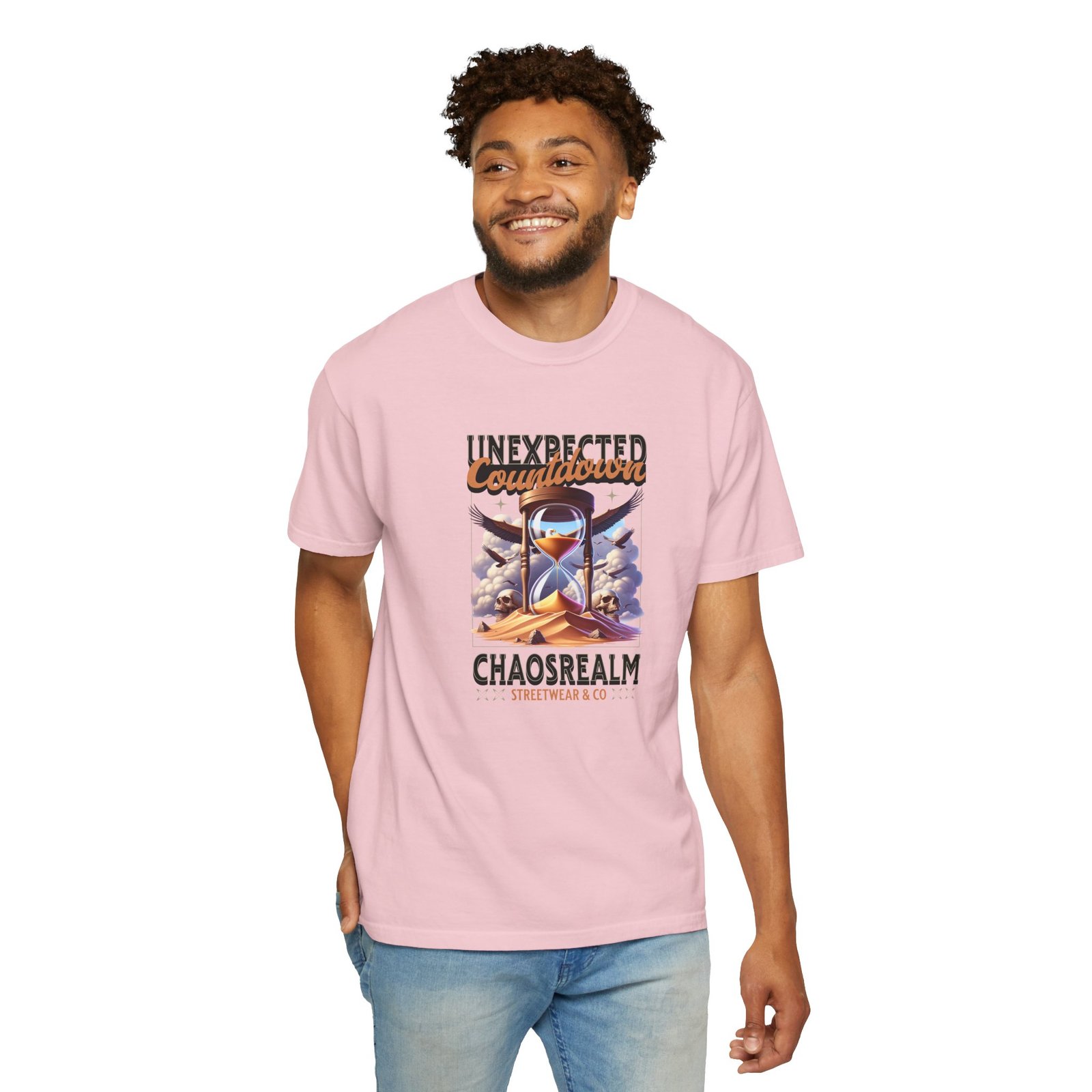 Unexpected Countdown Chaosrealm T-Shirt — Hourglass Sunset Graphic Tee - Image 39