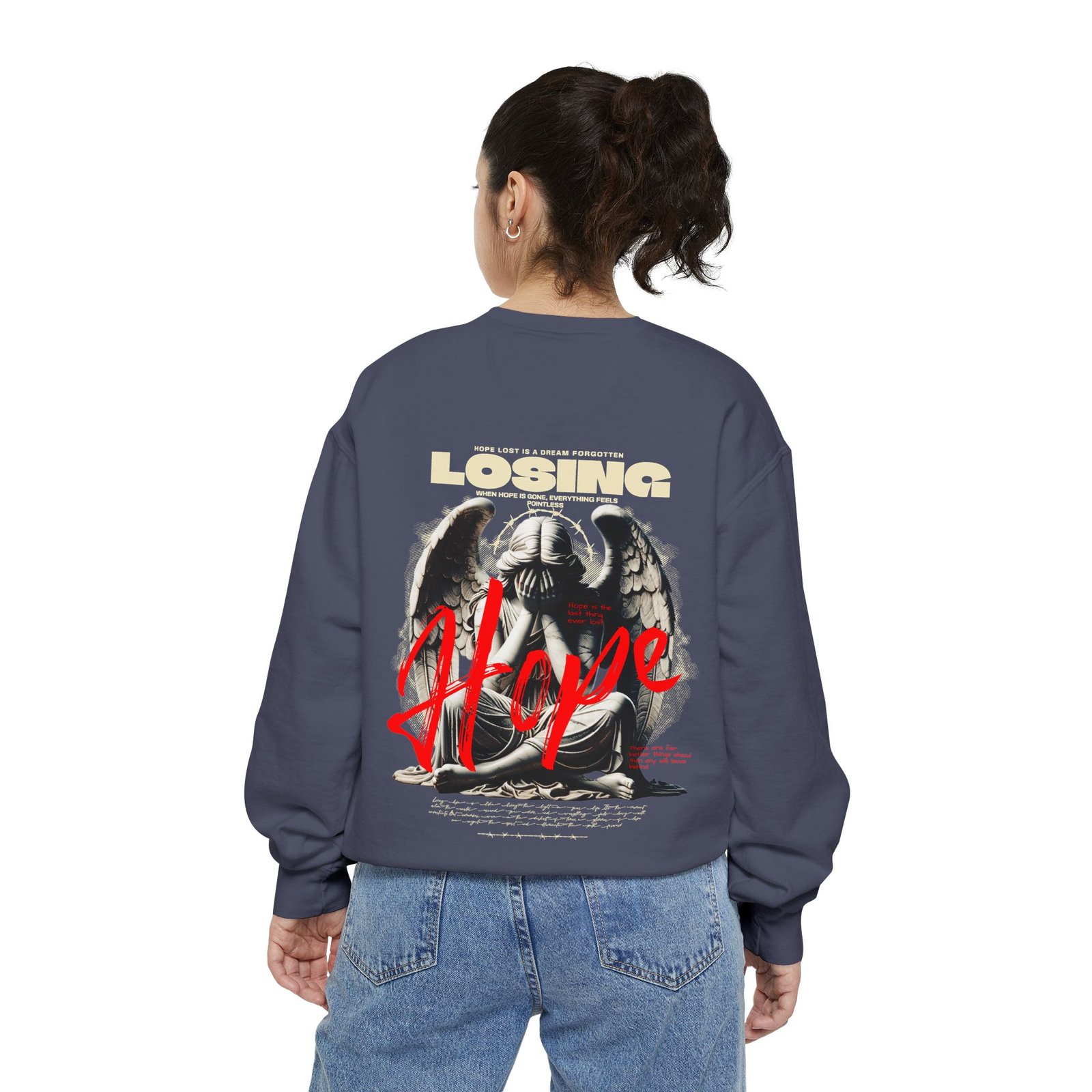 Hope Graphic Sweatshirt — 'Losing Hope' Angel Vintage Streetwear - Image 49