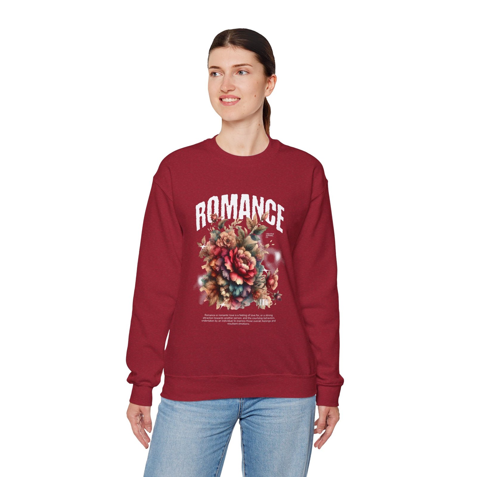 Romance Floral Crewneck Sweatshirt — Vintage Bouquet Graphic - Image 3