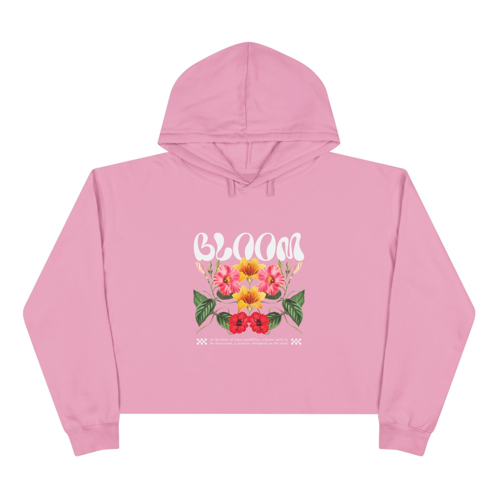 Bloom Floral Crop Hoodie — Retro Flower Graphic Cropped Sweatshirt - Image 8