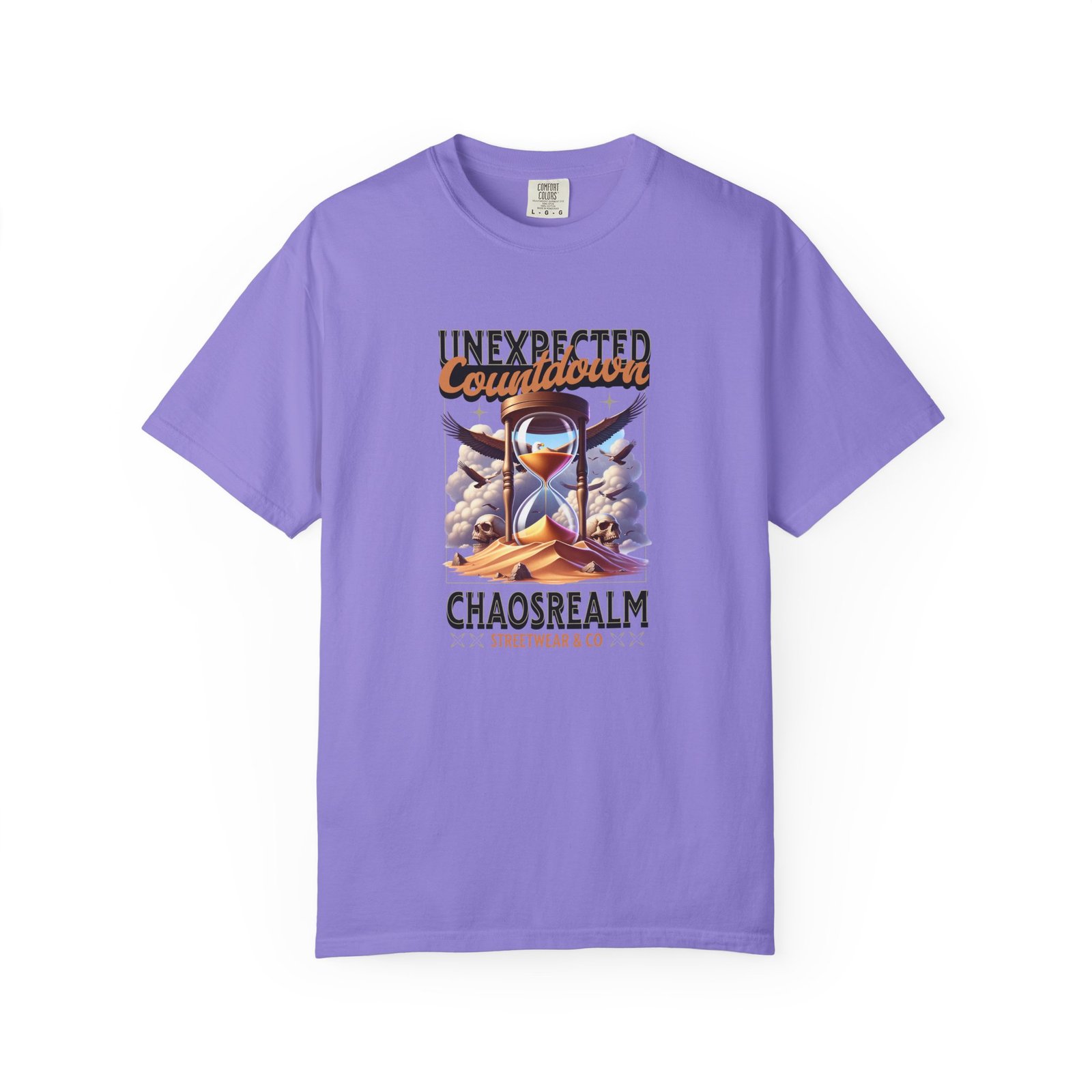 Unexpected Countdown Chaosrealm T-Shirt — Hourglass Sunset Graphic Tee - Image 32