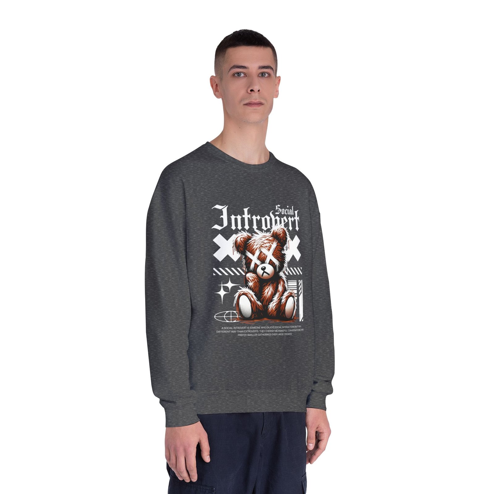 Introvert Social Bear Sweatshirt — Cozy Graphic Crewneck for Homebodies - Image 6