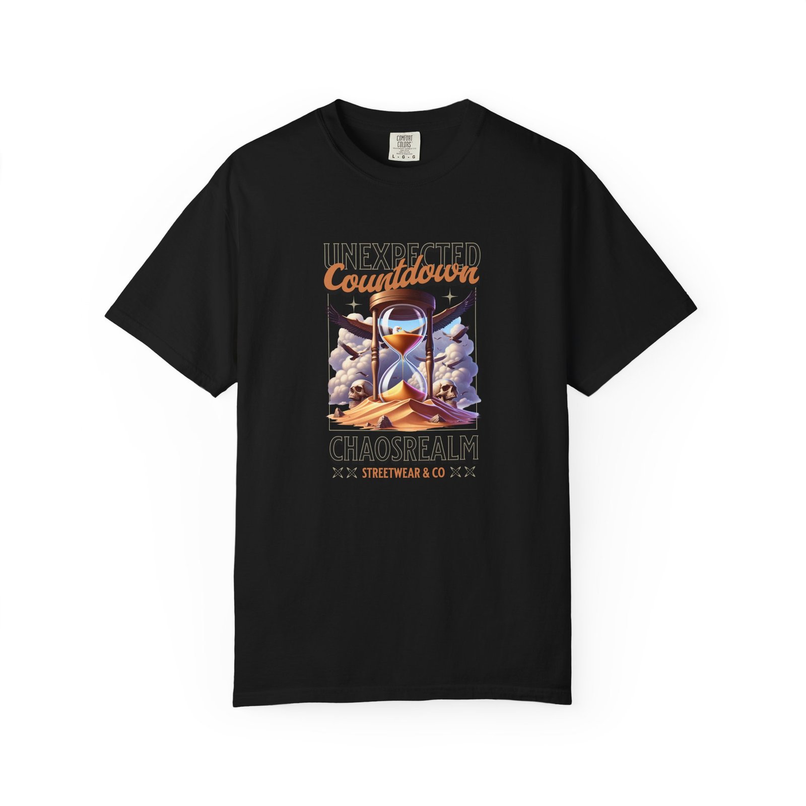 Unexpected Countdown Chaosrealm T-Shirt — Hourglass Sunset Graphic Tee - Image 28