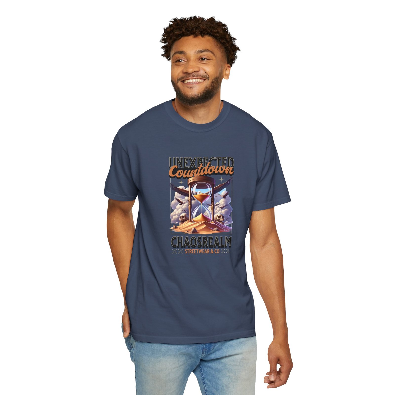 Unexpected Countdown Chaosrealm T-Shirt — Hourglass Sunset Graphic Tee - Image 15