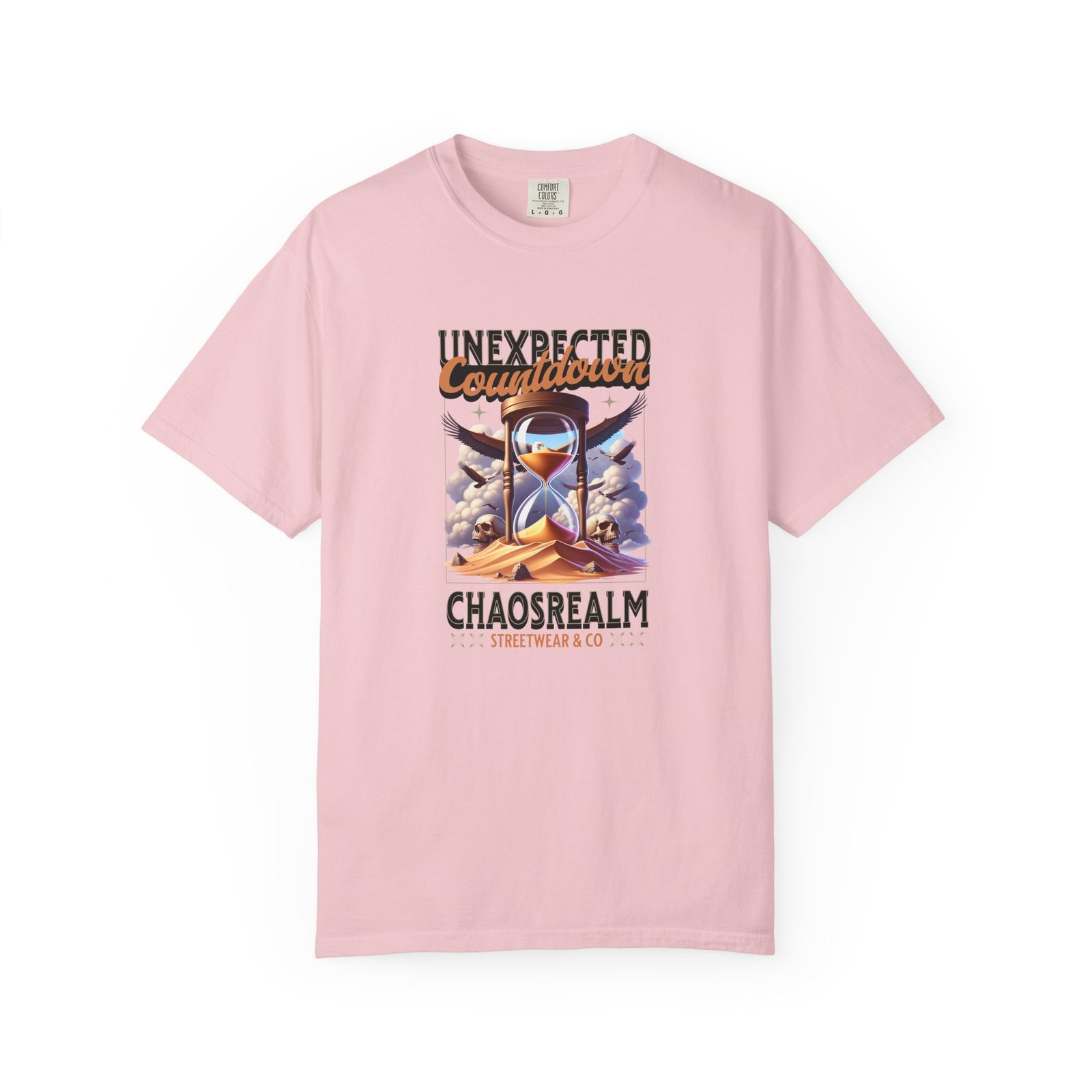 Unexpected Countdown Chaosrealm T-Shirt — Hourglass Sunset Graphic Tee - Image 36